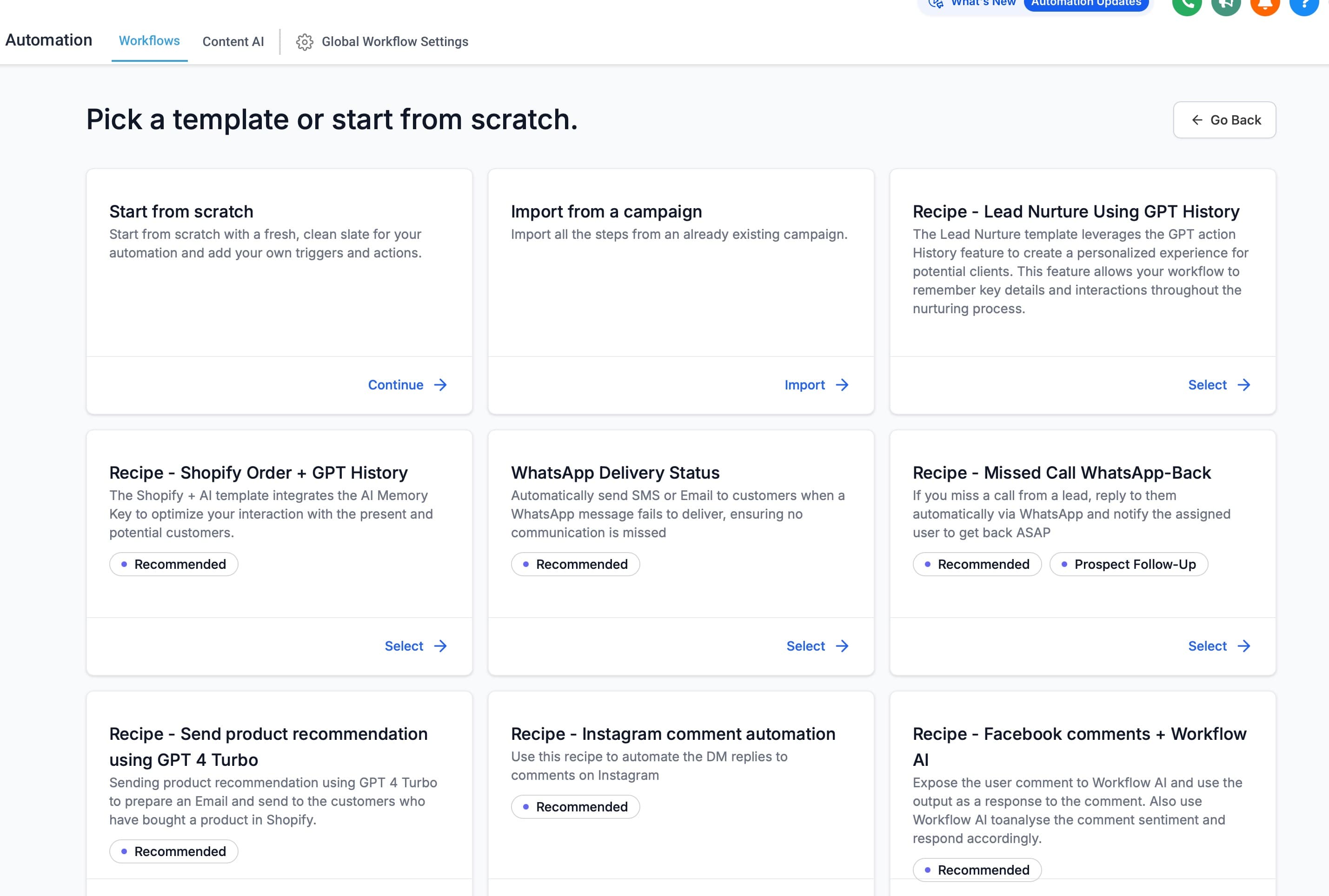 Selección de receta