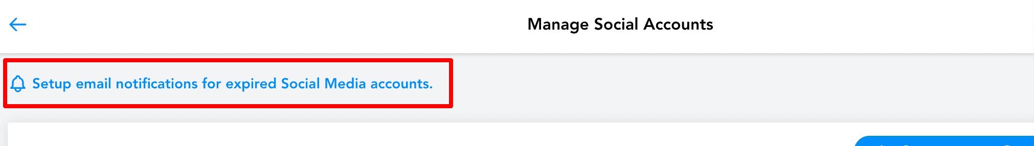 Notificación automática de reconexión de cuenta de red social en Social Planner