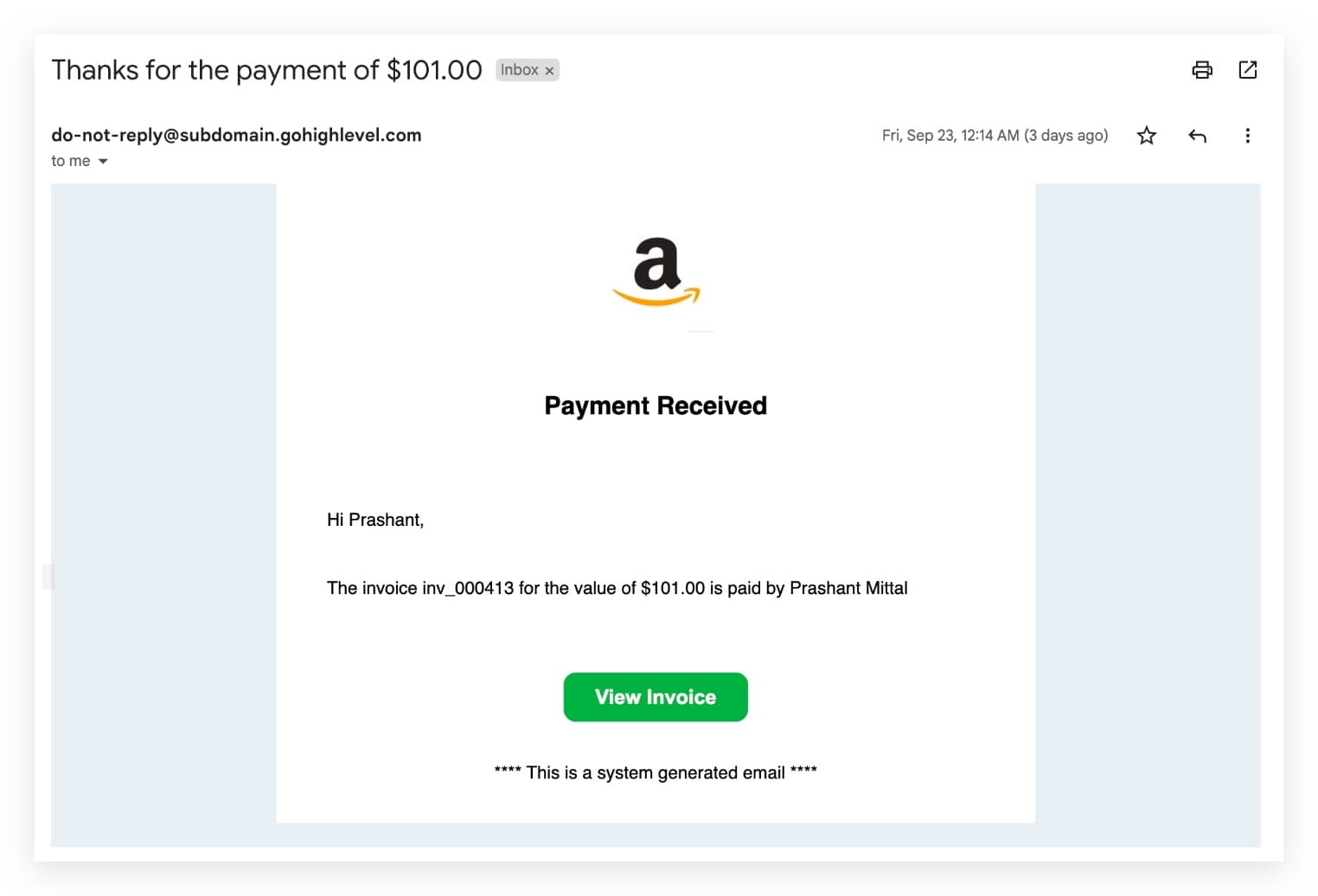 Email de nueva reseña con calificación de estrellas y comentario del contacto