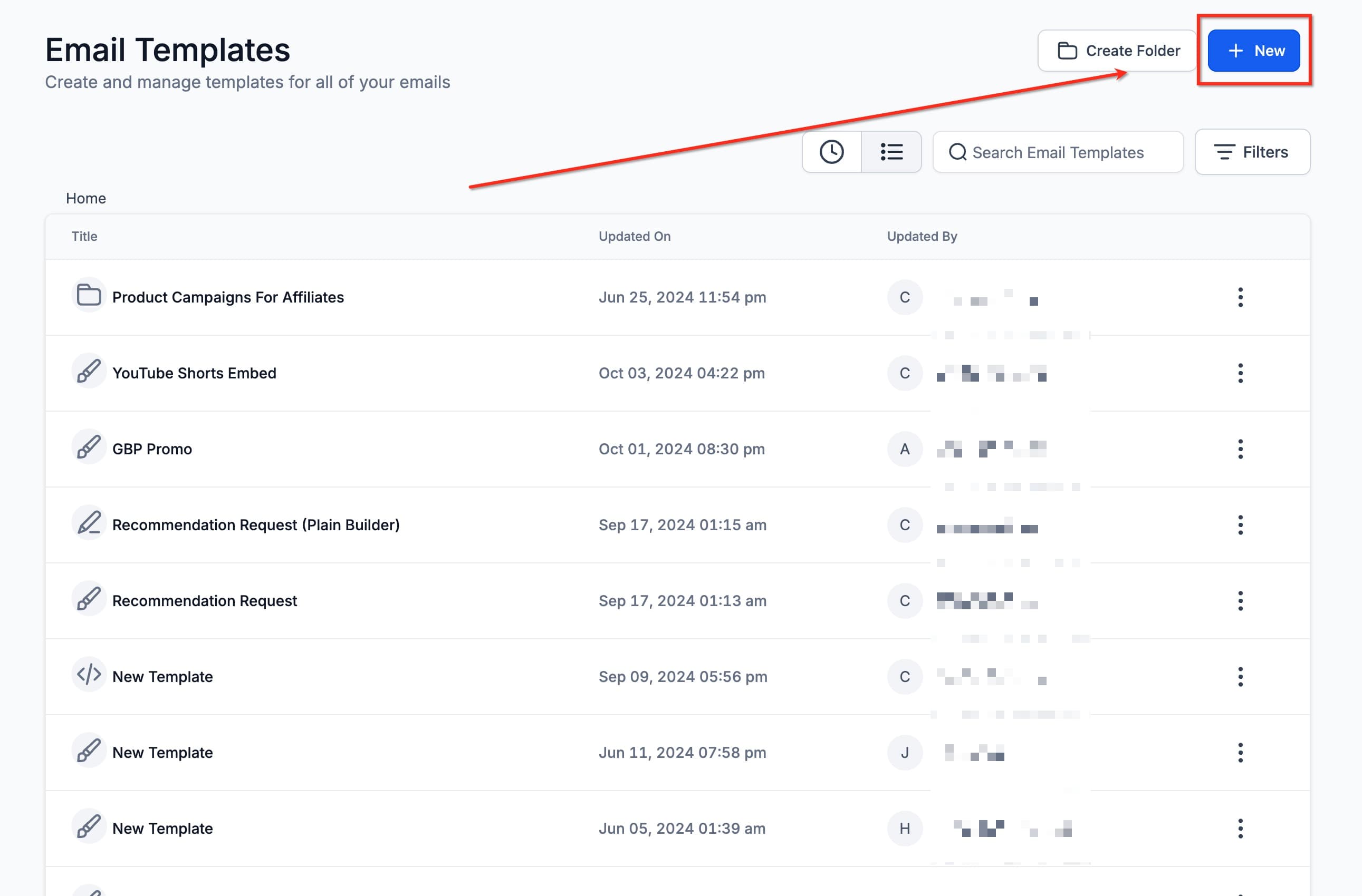 Crear o editar un template de email