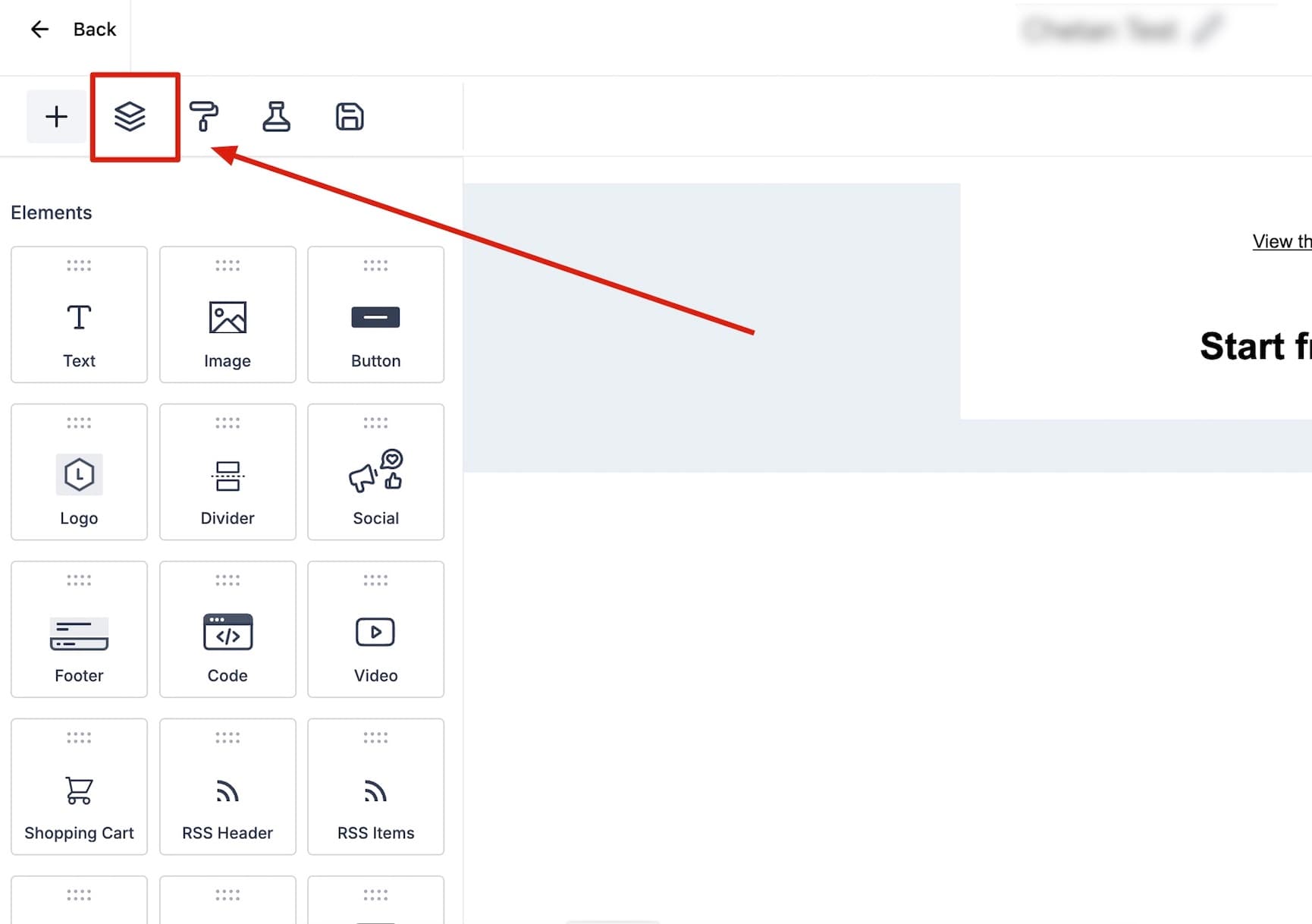Panel Gestionar elementos