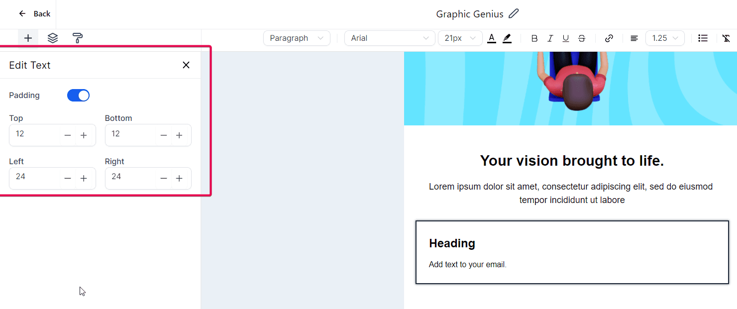 Opciones de formato de texto