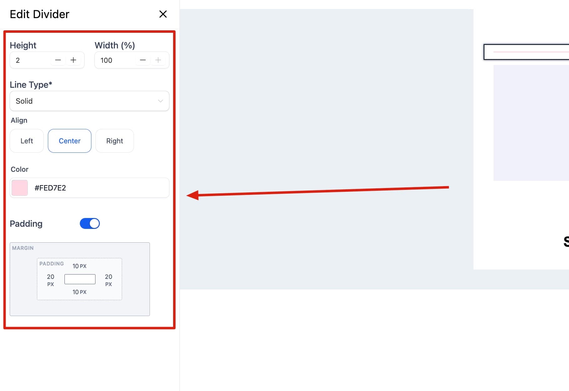 Opciones del divisor