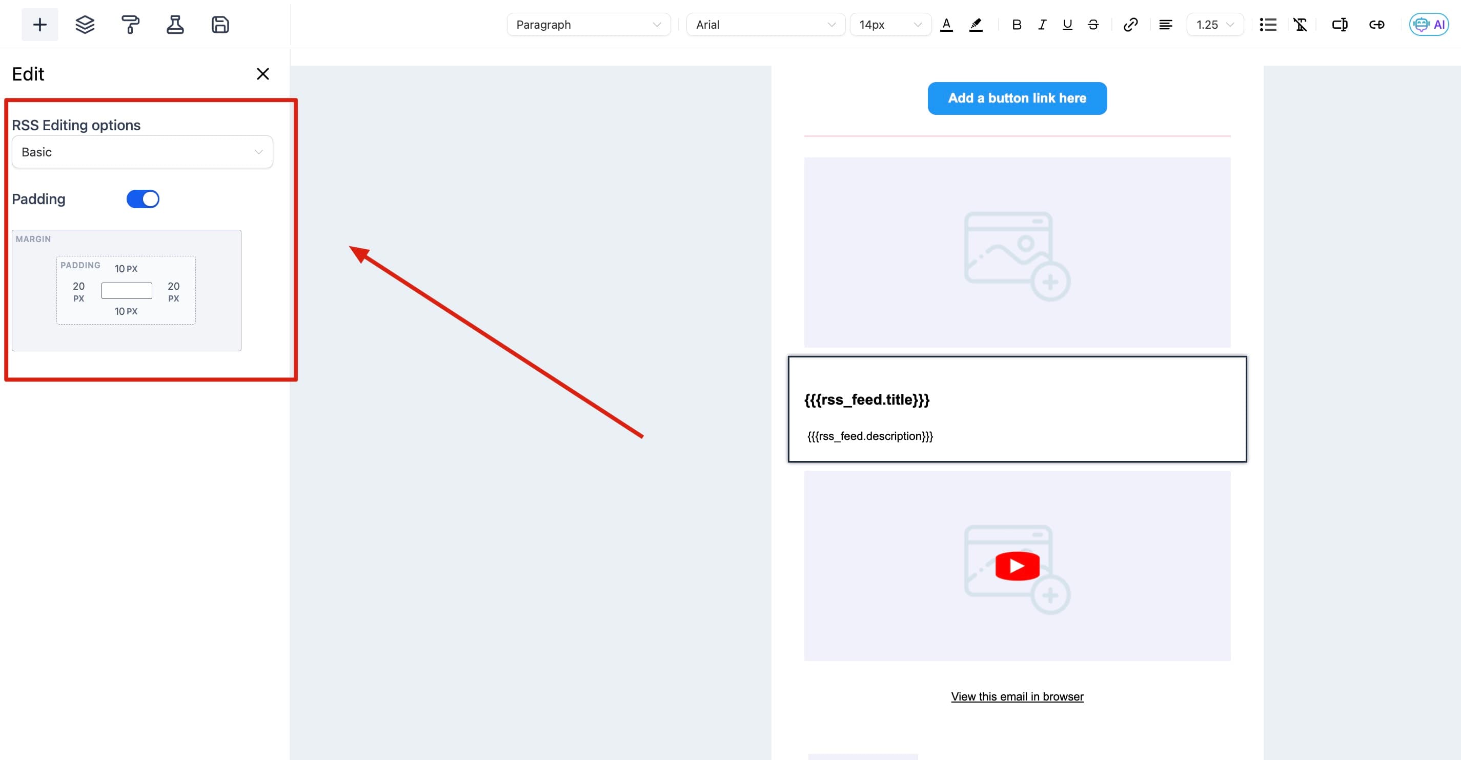 Variables del encabezado RSS