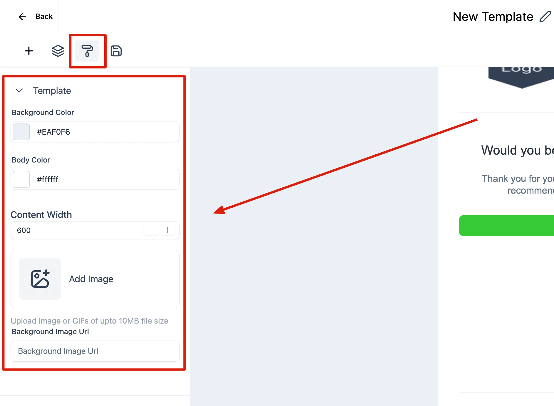 Configuración del template