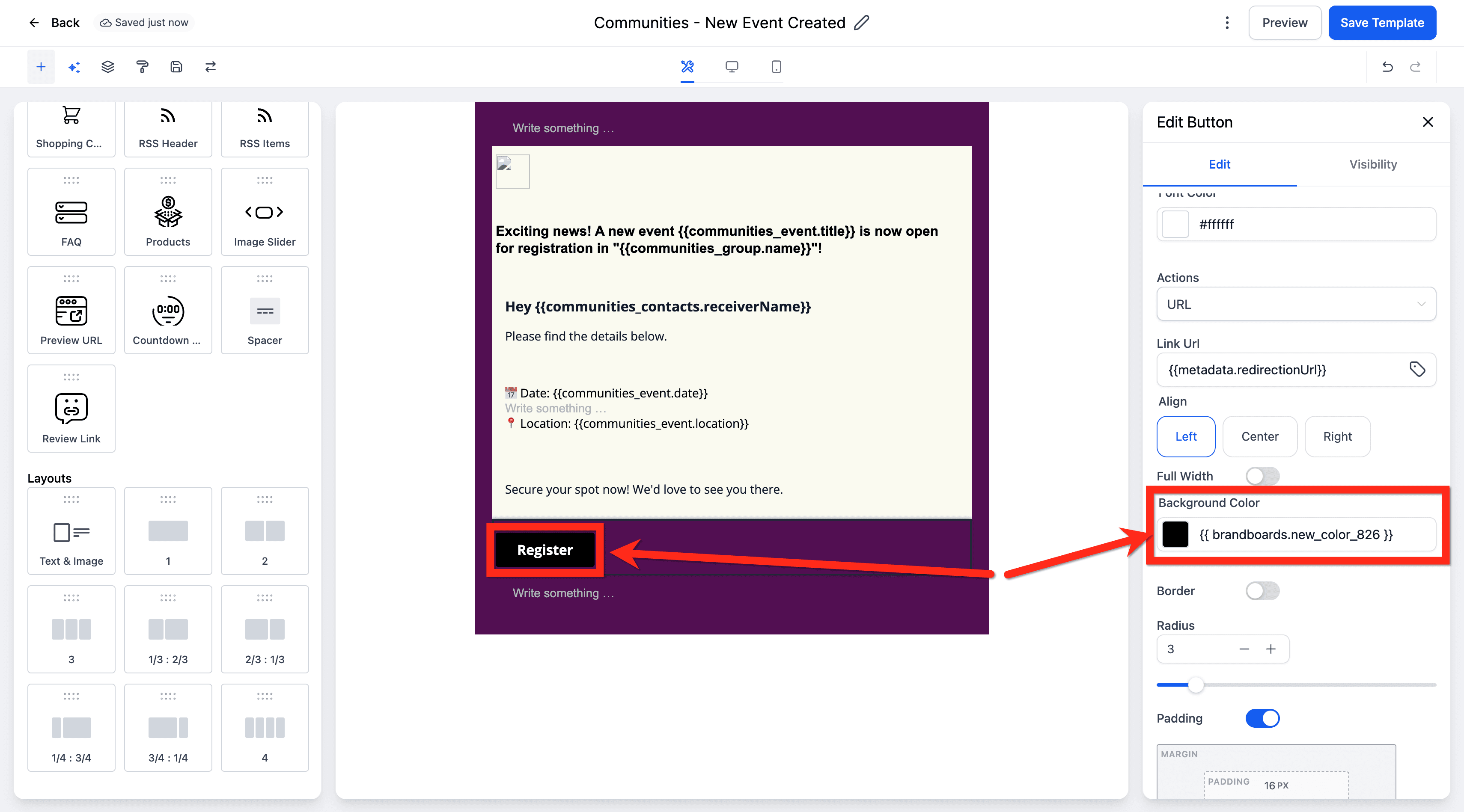 Valores personalizados en campos de color