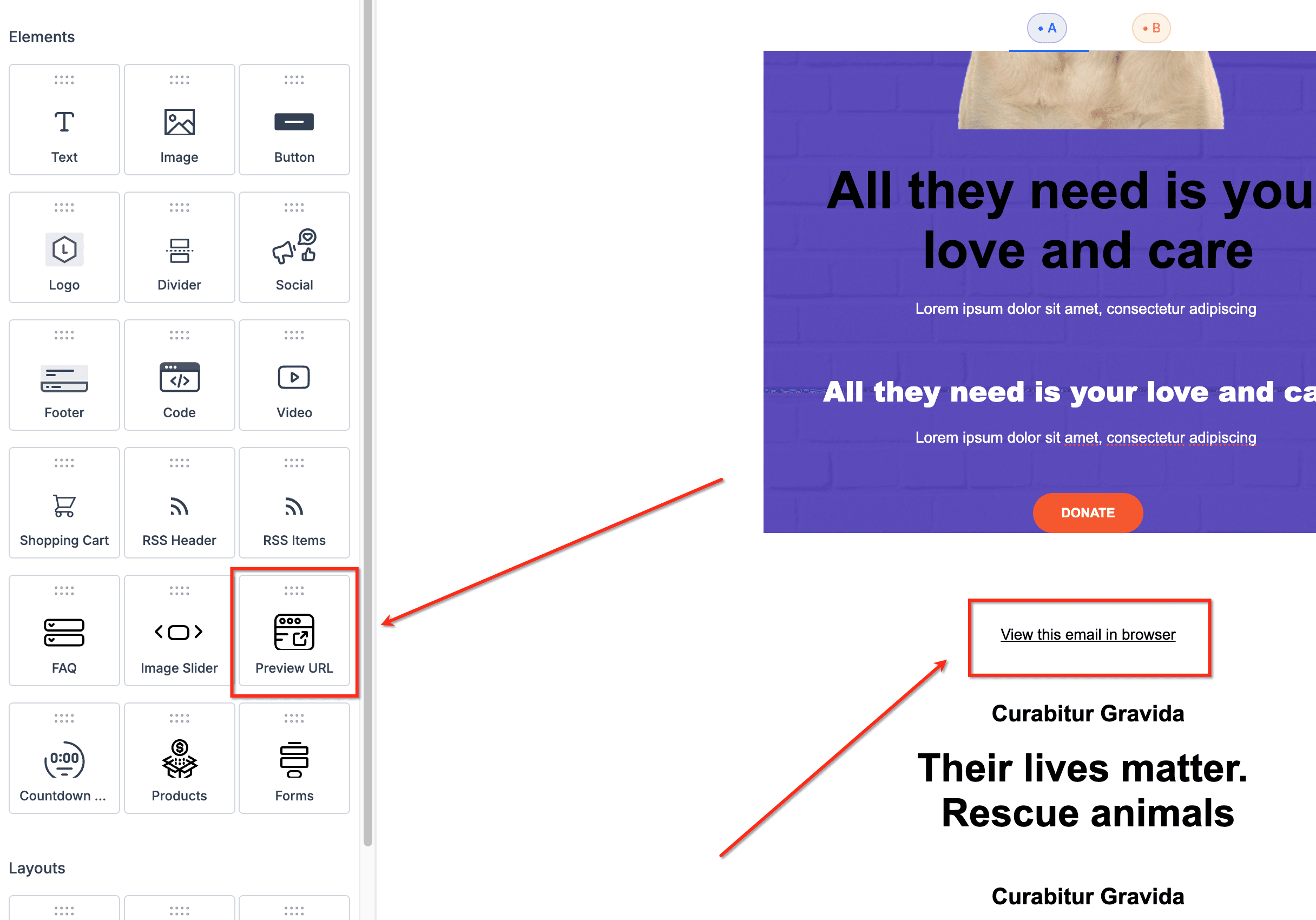Agregar elemento Preview URL
