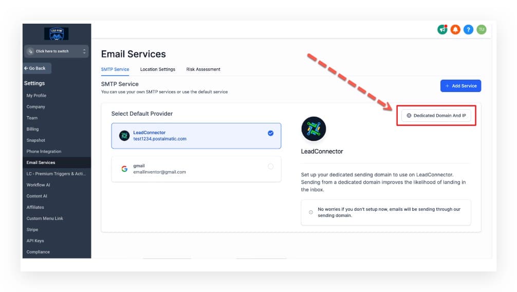 Comparativa de características y costos del dominio de envío dedicado en LC Email