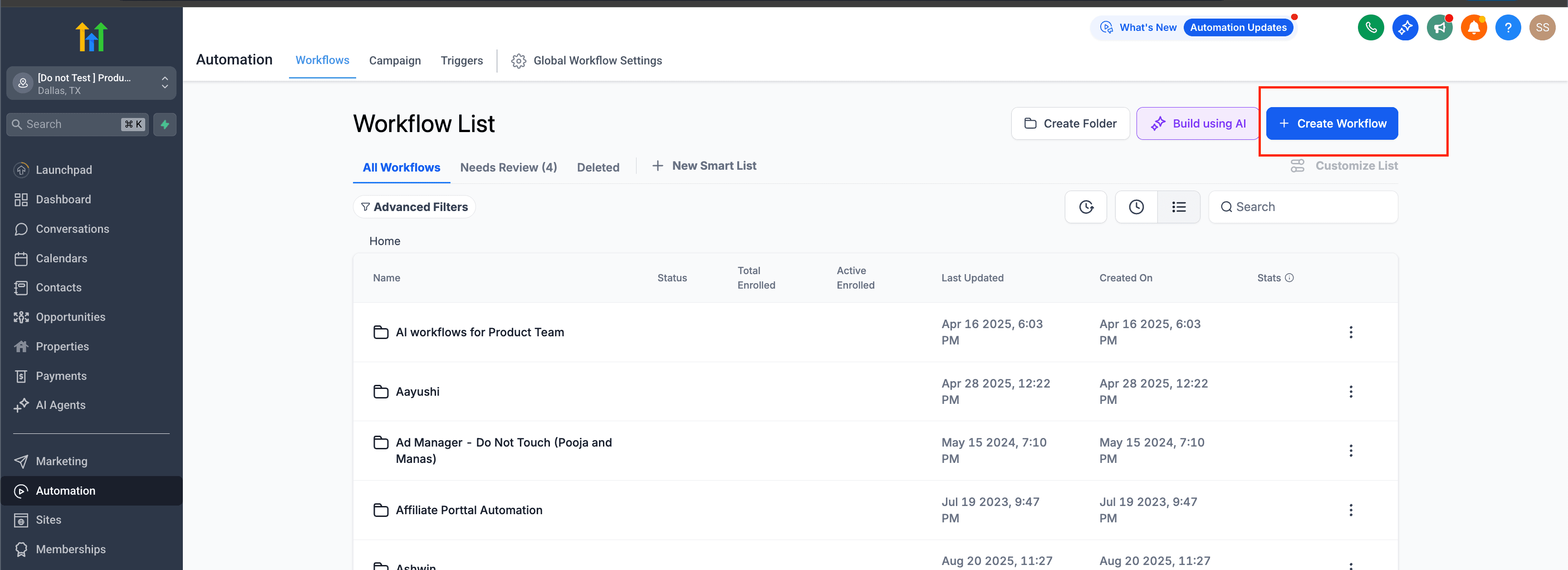 Ajustes del workflow — sección de configuración del remitente