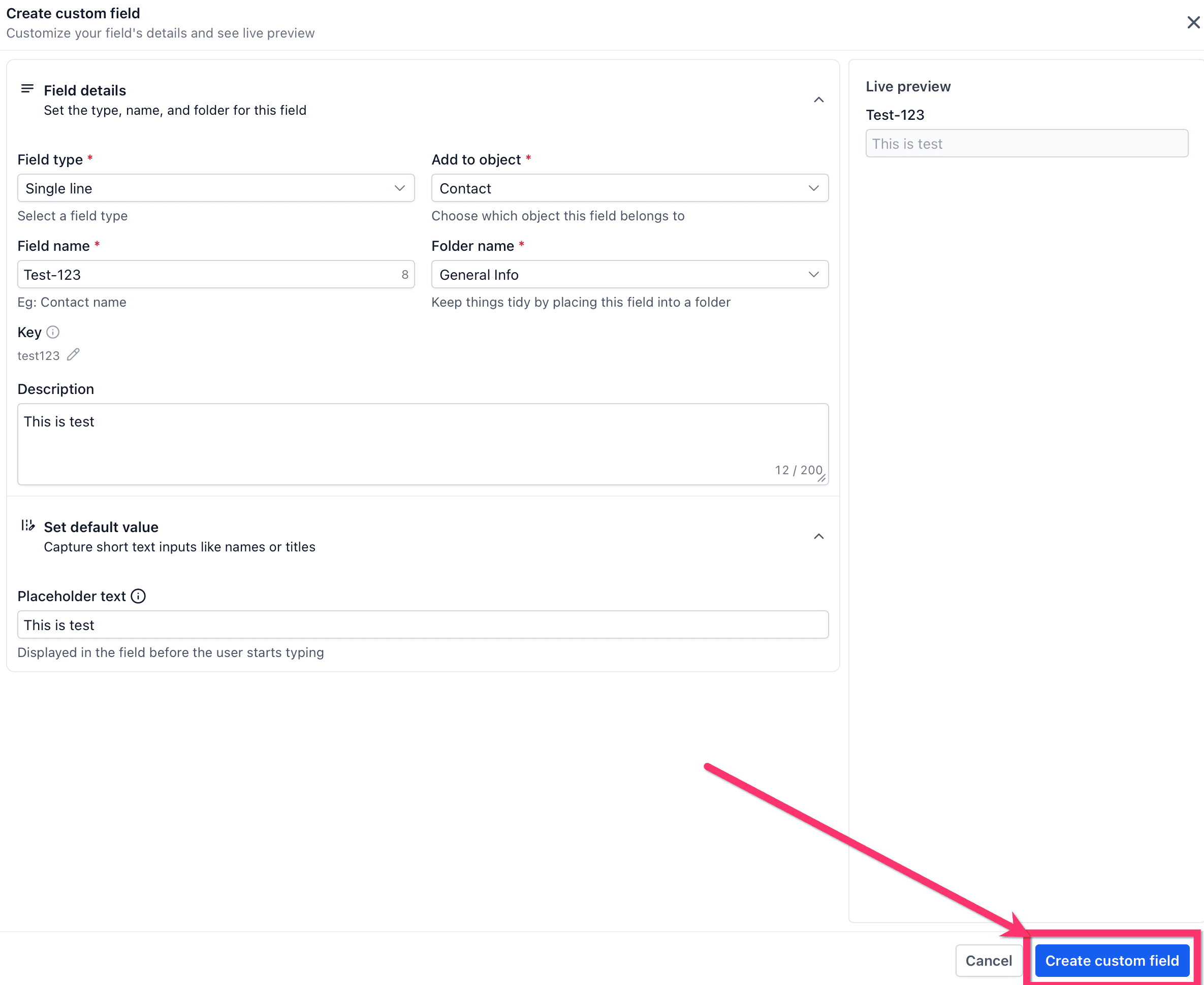 Guardar el campo personalizado